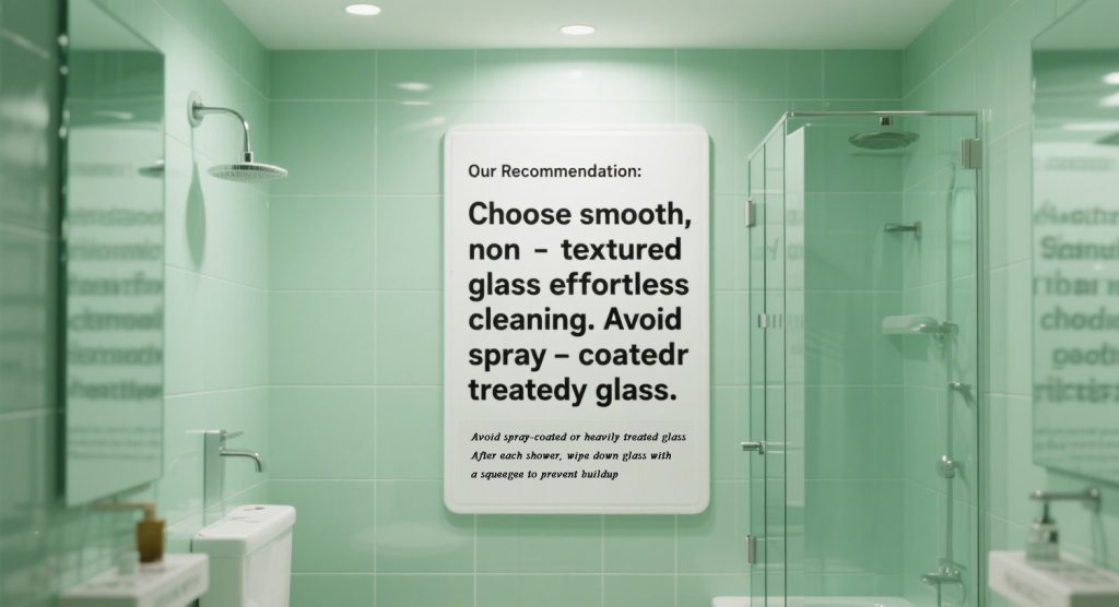 Tagsi's Recommendation:
Choose smooth, non-textured glass for effortless cleaning
Avoid spray-coated or heavily treated glass
After each shower, wipe down glass with a squeegee to prevent buildup