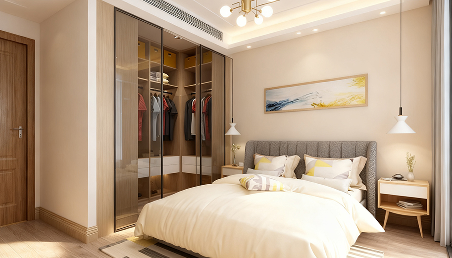 Glass partition for the walk-in closet